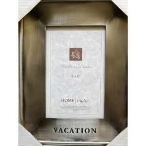 HOME Studio Shoreline Collection Engraved VACATION Metal Frame 4x6” Photo NEW